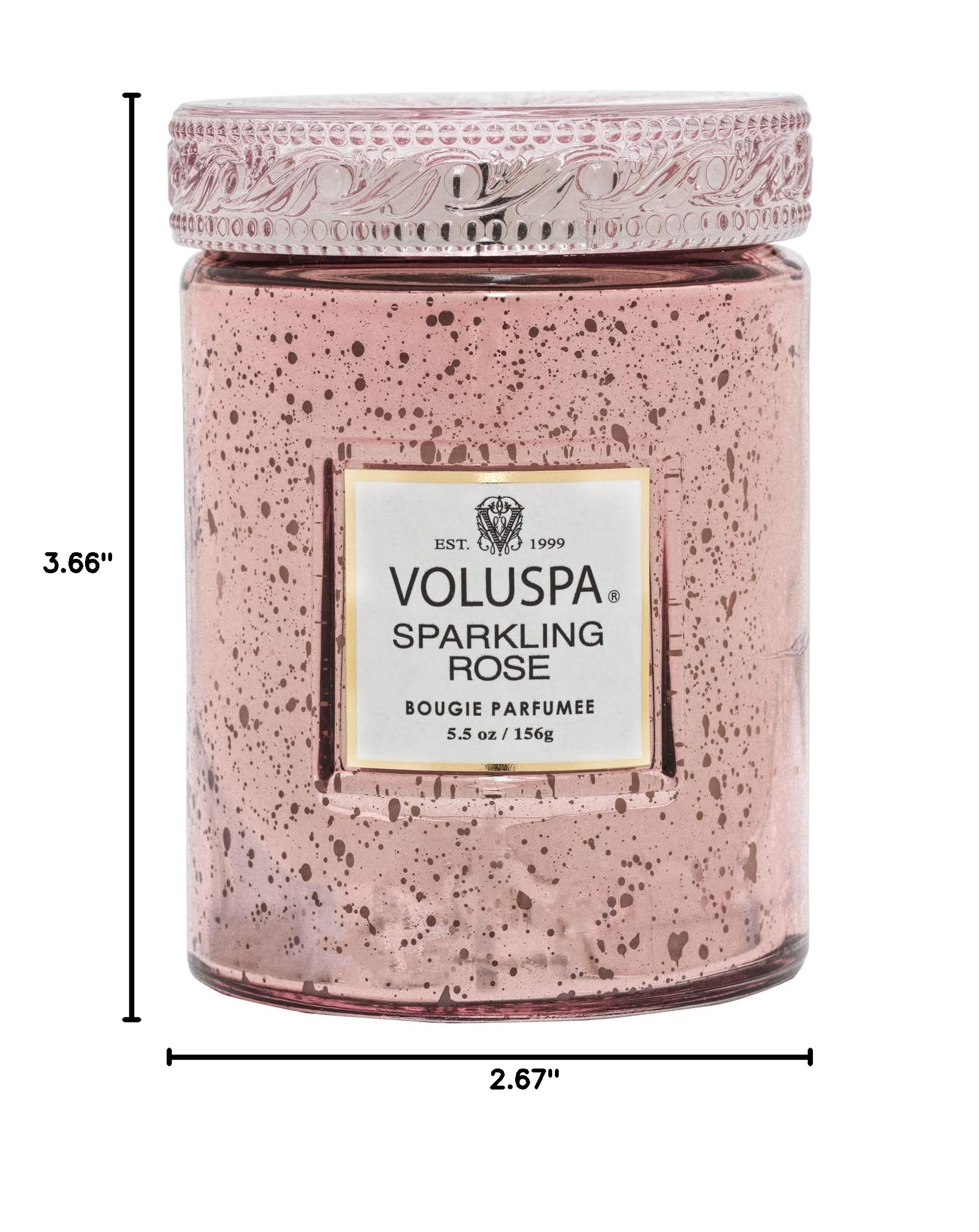 Voluspa Sparkling Rose, Small Candle Jar, 5.5 Ounce, 50 Hour Burn Time, Coconut Wax for Clean Burning, Handcrafted in The USA