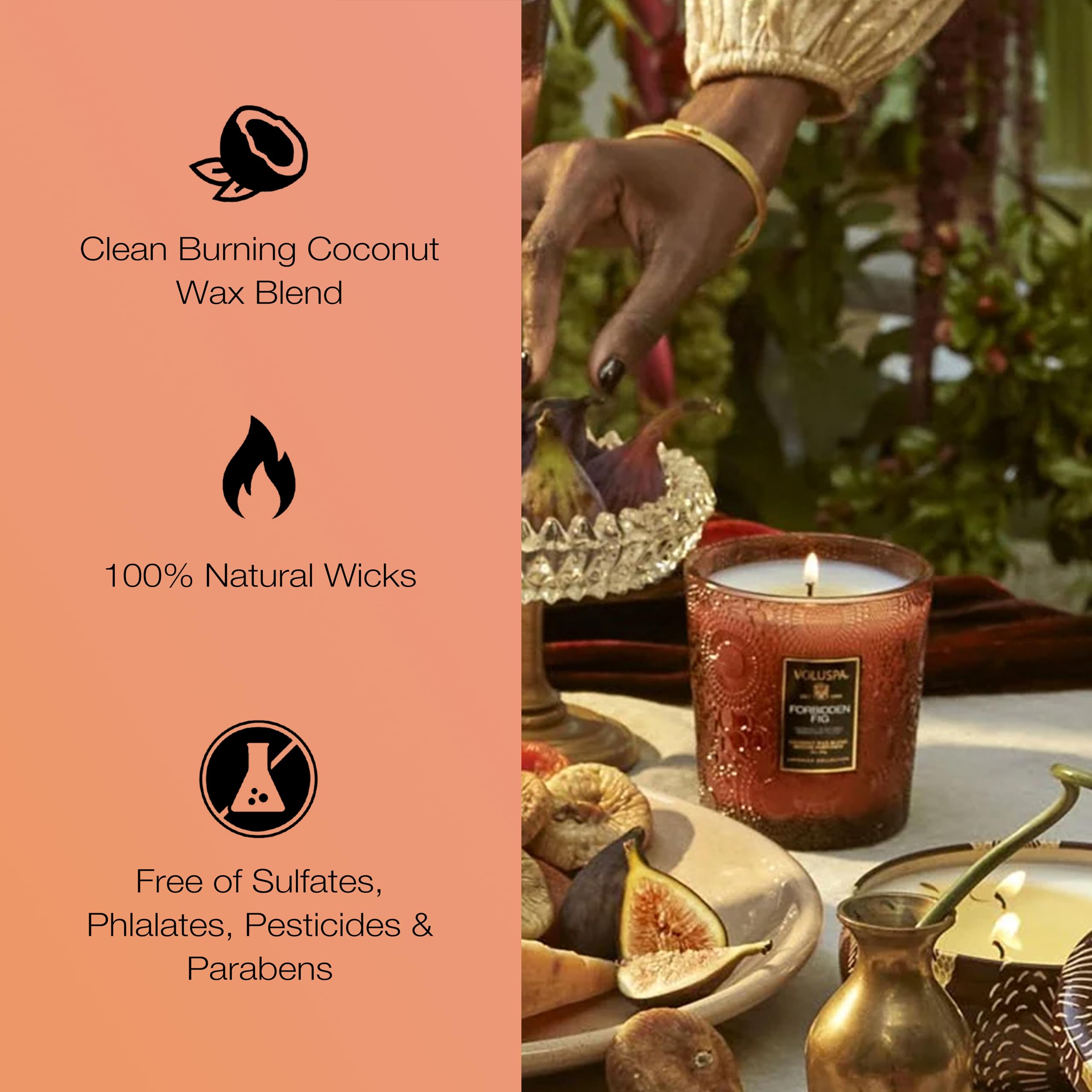 Voluspa Forbidden Fig, Classic Boxed Candle, 9 oz, 60 Hour Burn Time, Coconut Wax for Clean Burning, Handcrafted in The USA