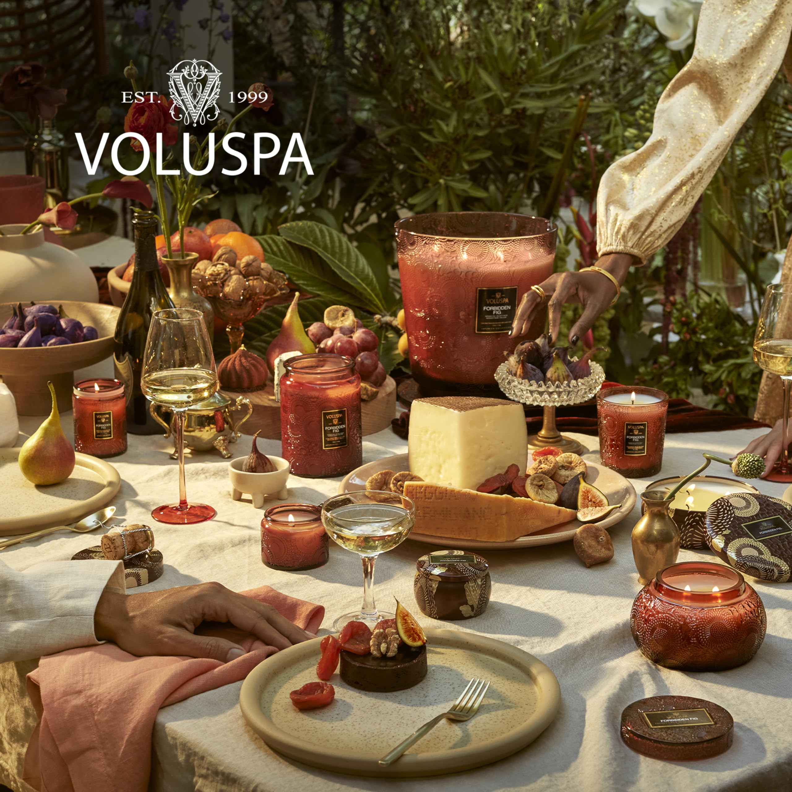 Voluspa Forbidden Fig, Mini Tin Candle, 4 oz, 25 Hour Burn Time, Coconut Wax for Clean Burning, Handcrafted in The USA