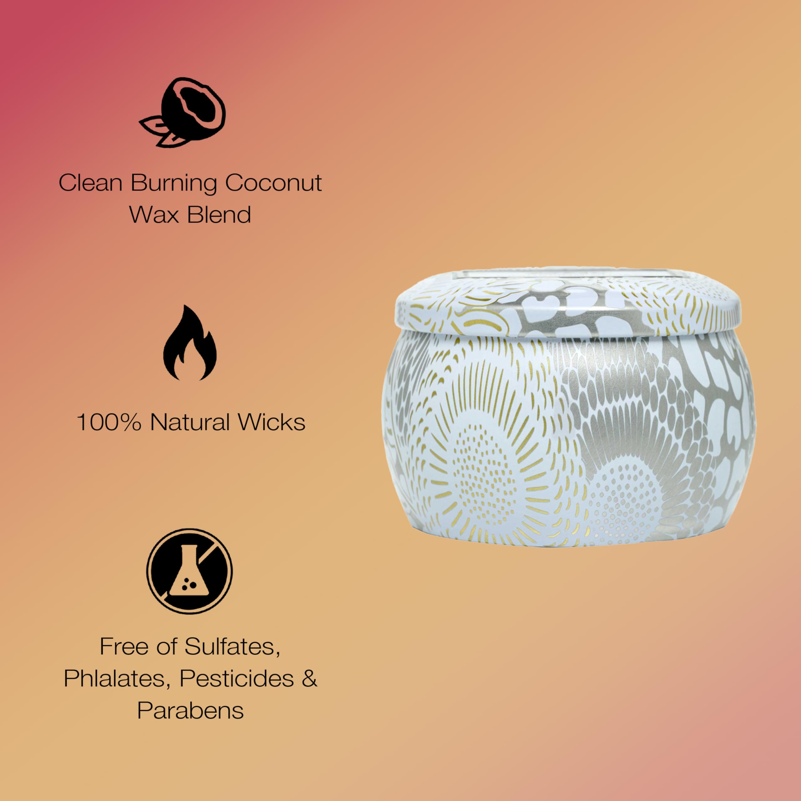 Voluspa Sparkling Cuvee, Mini Tin Candle, 4 oz, 25 Hour Burn Time, Coconut Wax for Clean Burning, Handcrafted in the USA