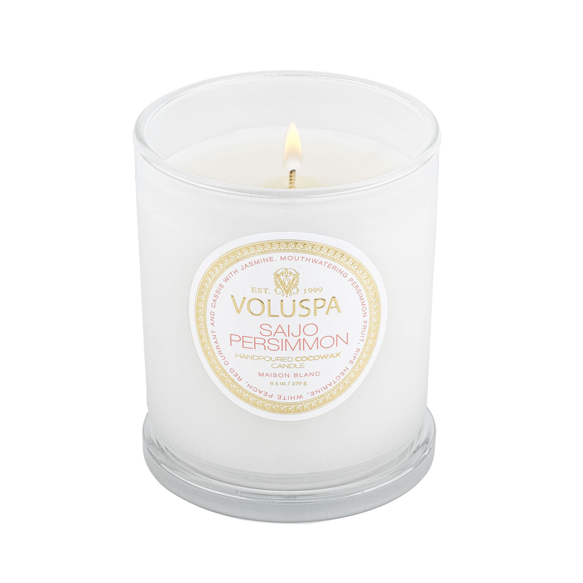 Voluspa Saijo Persimmon, Classic Boxed Candle, 9.5 Ounce, 60 Hour Burn Time, Coconut Wax for Clean Burning, Handcrafted in The USA
