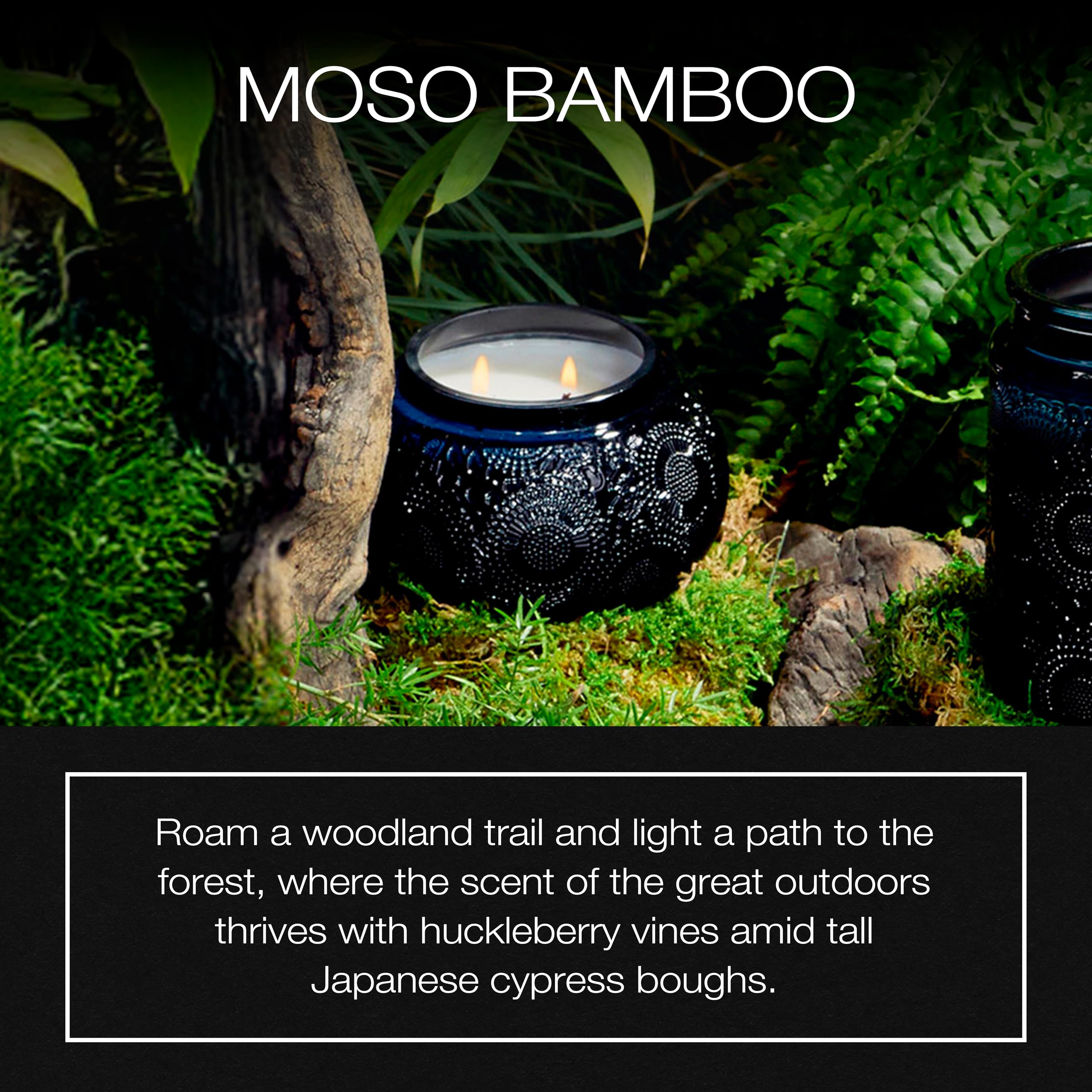 Voluspa Moso Bamboo, Glass Chawan Bowl Candle, 14 ounce, 50 Hour Burn Time, Coconut Wax for Clean Burning, Handcrafted in the USA
