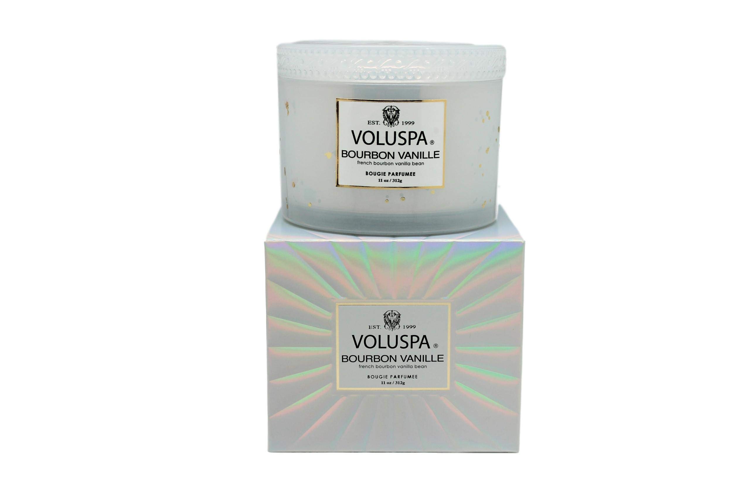 Voluspa Bourbon Vanille Candle | Corta Maison Boxed Glass | 11 Ounces | 45 Hour Burn Time | Vegan | Proprietary Coconut Wax and All Natural Wicks for a Cleaner Burn