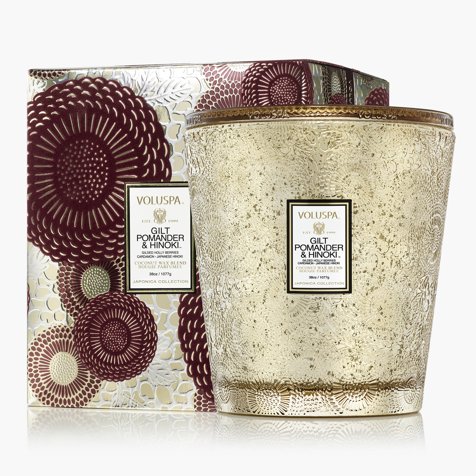 Gilt Pomander & Hinoki - 3 Wick Hearth Candle