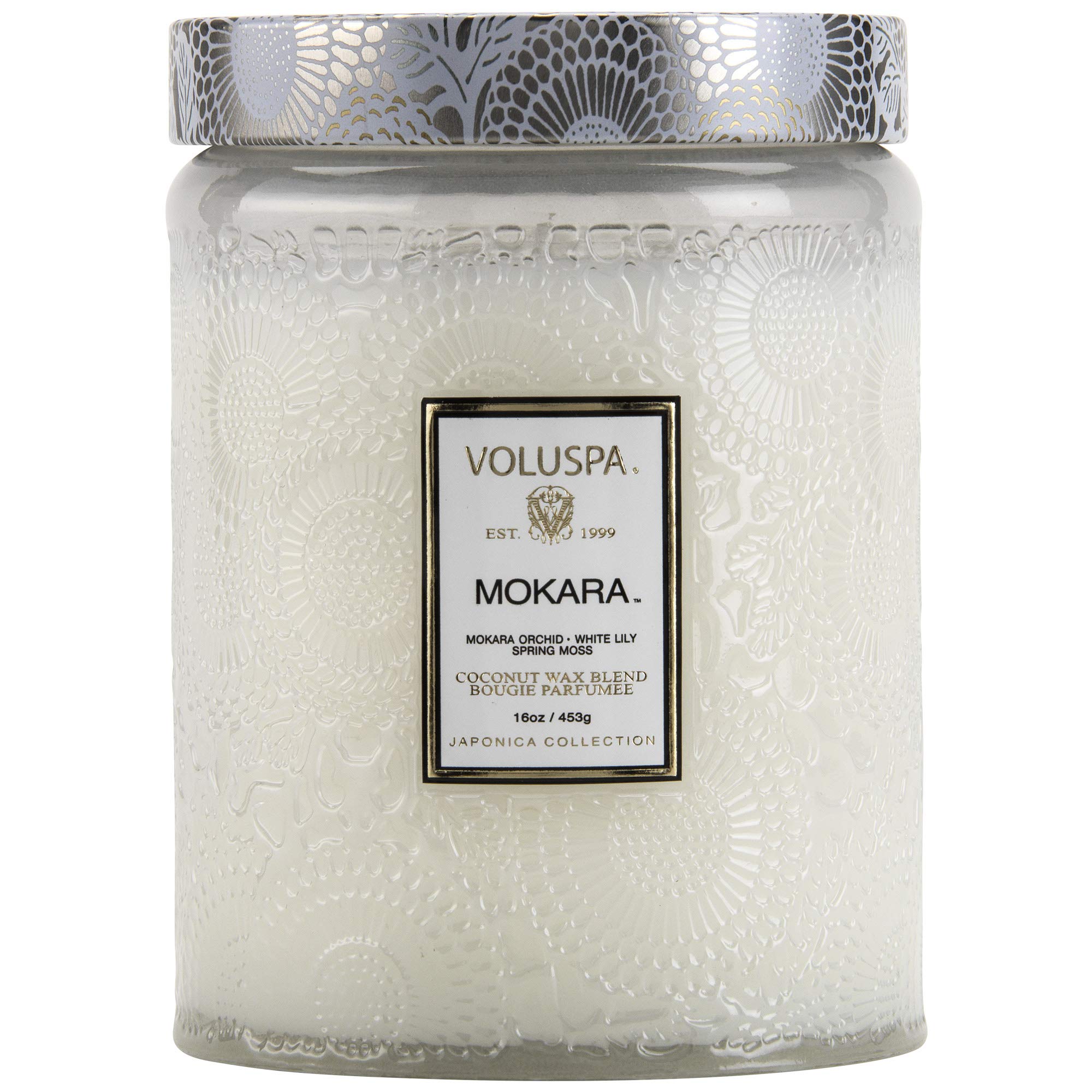 Voluspa Mokara, Large Candle Jar, 18 oz, 100 Hour Burn Time, Coconut Wax for Clean Burning, Handcrafted in the USA