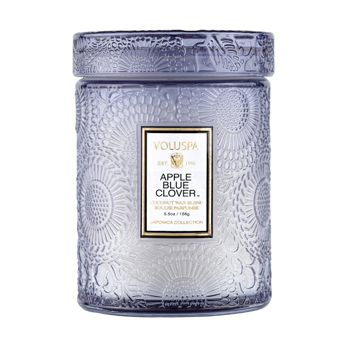 Voluspa Apple Blue Clover, Small Candle Jar, 5.5 Ounces, 50 Hour Burn Time, Coconut Wax for Clean Burning, Handcrafted in the USA