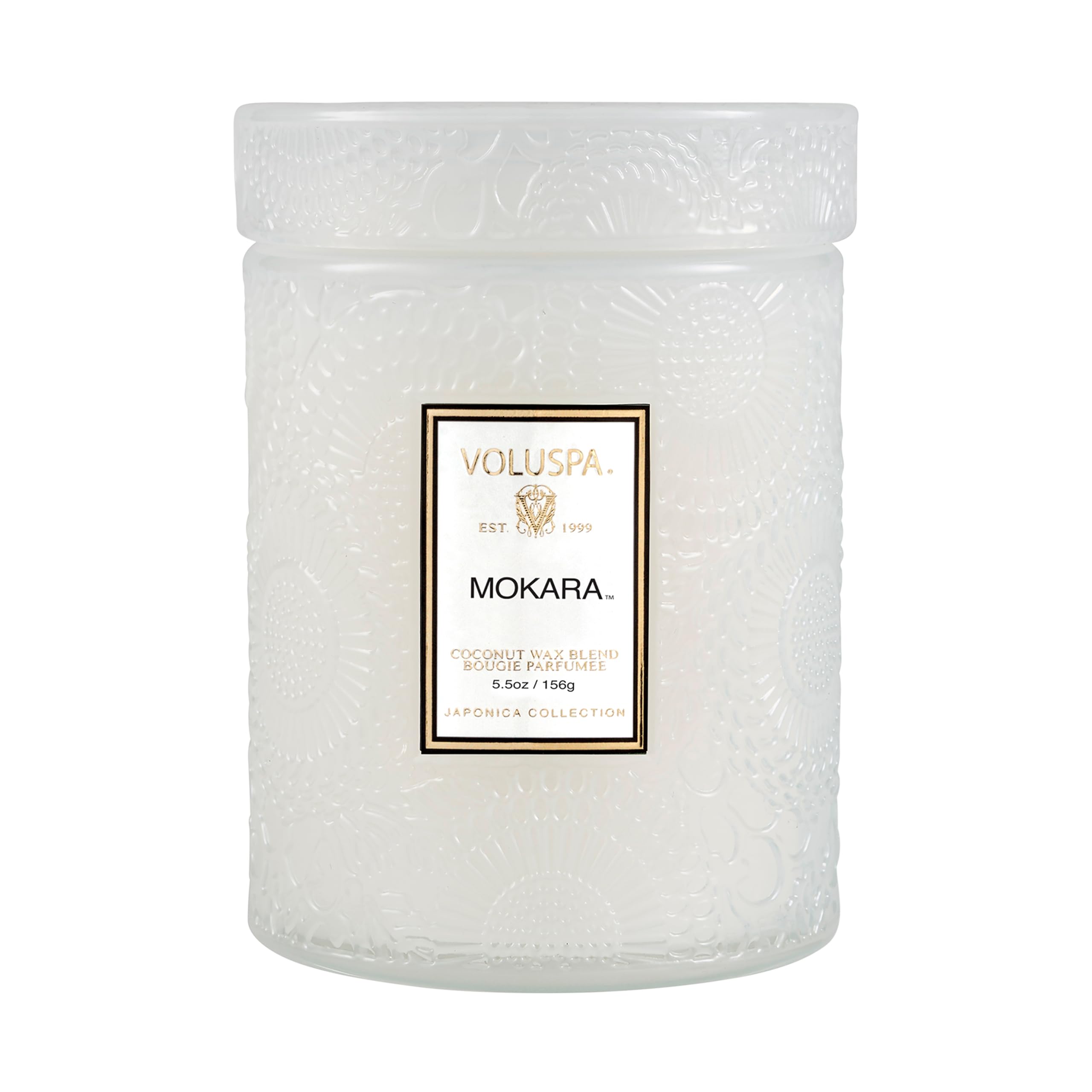 Voluspa Mokara, Small Candle Jar, 5.5 oz, 50 Hour Burn Time, Coconut Wax for Clean Burning, Handcrafted in the USA