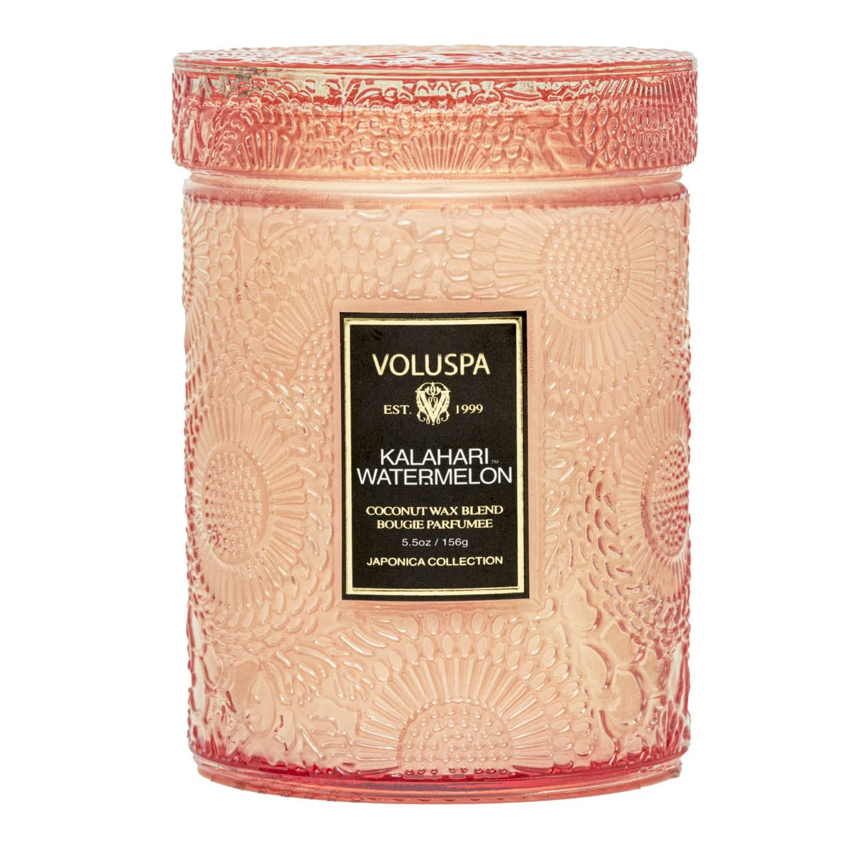 Voluspa Kalahari Watermelon, Small Candle Jar, 5.5 Ounces, 50 Hour Burn Time, Coconut Wax for Clean Burning, Handcrafted in the USA