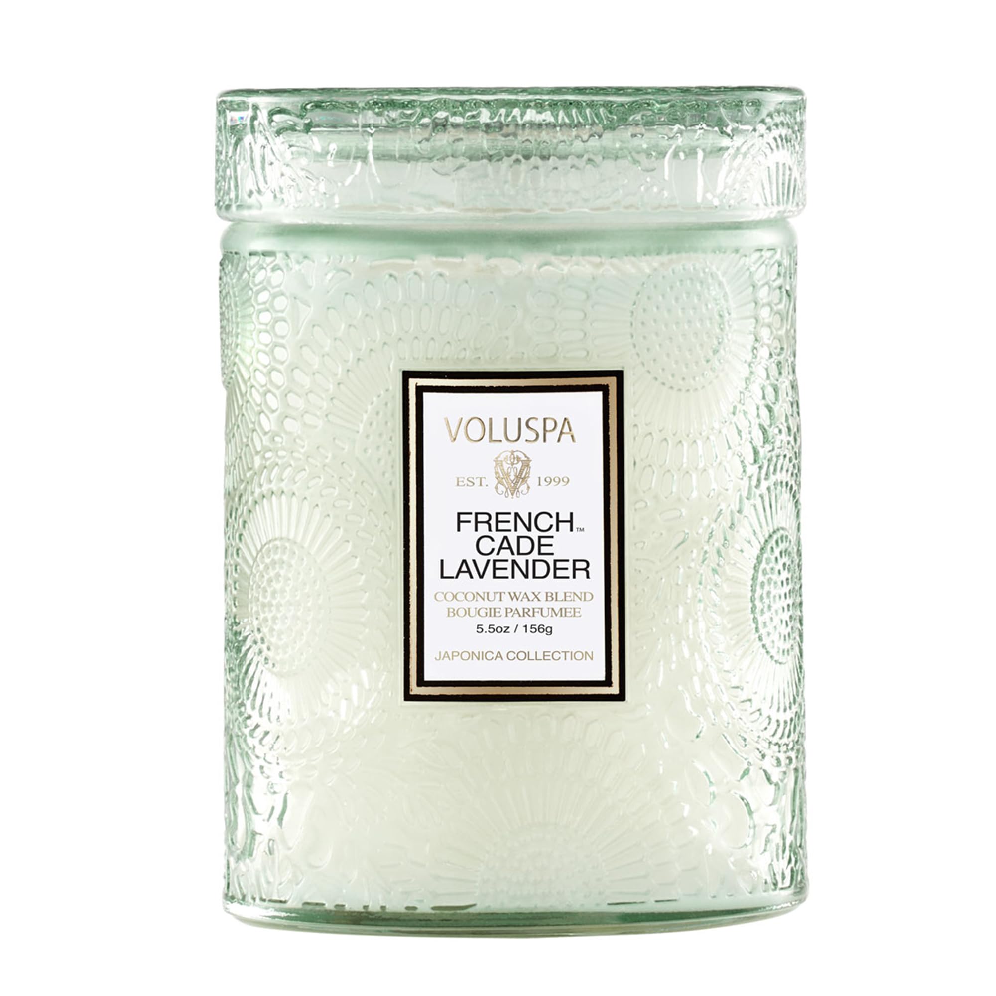 Voluspa French Cade Lavender, Small Candle Jar, 5.5 Ounces, 50 Hour Burn Time, Coconut Wax for Clean Burning, Handcrafted in The USA