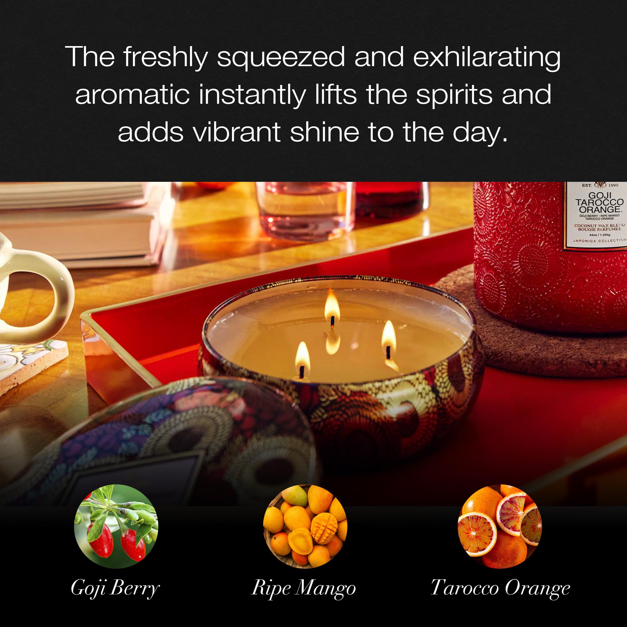 3 Wick Tin Candle - Goji Tarocco Orange by Voluspa for Unisex - 12 oz Candle