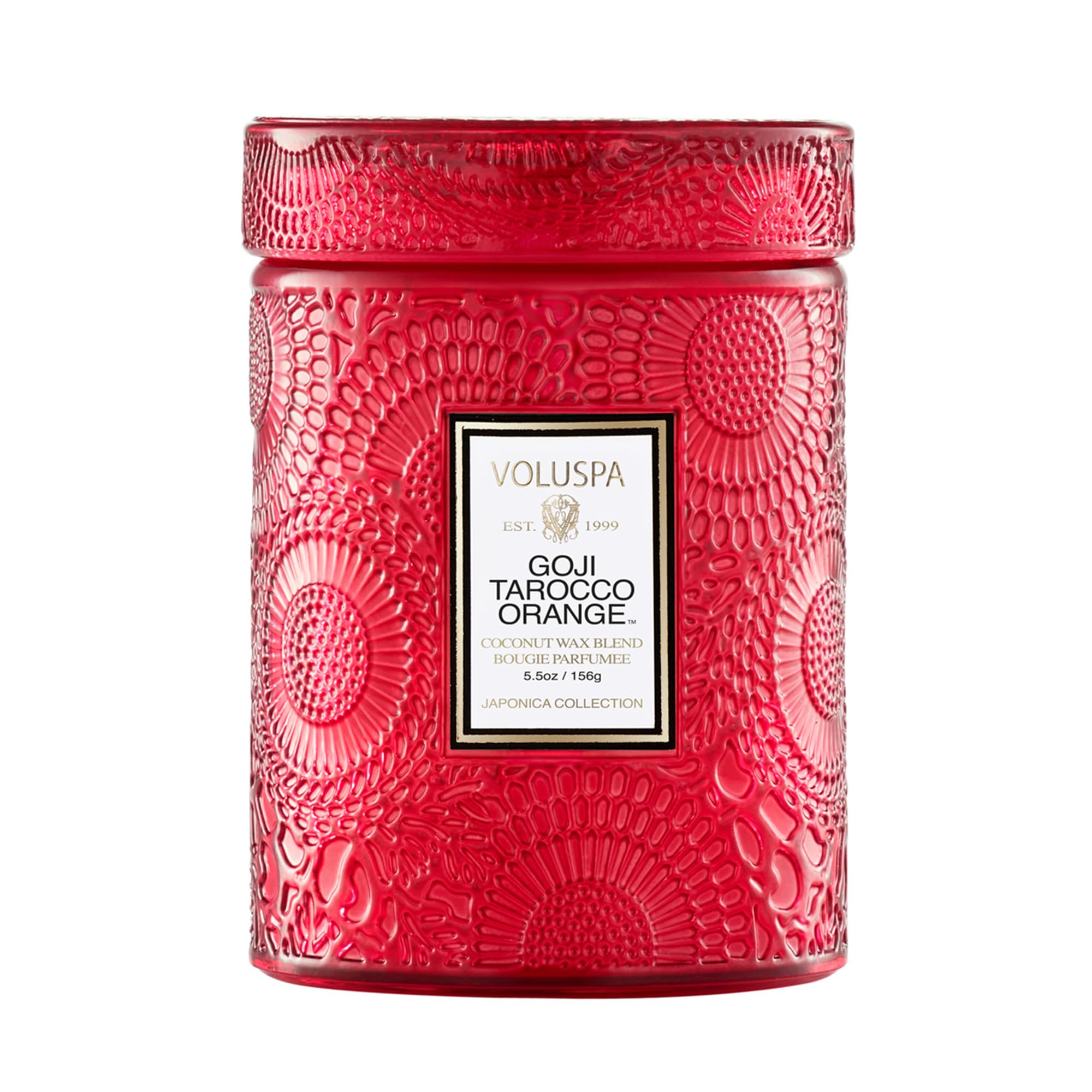 Voluspa Goji Tarocco Orange, Small Candle Jar, 5.5 oz, 50 Hour Burn Time, Coconut Wax for Clean Burning, Handcrafted in The USA