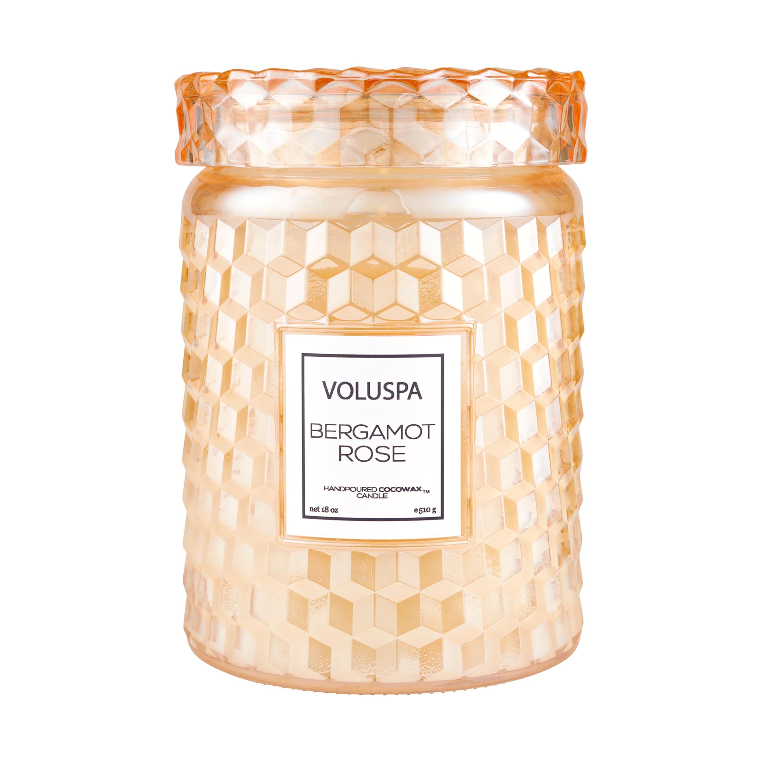 Voluspa Bergamot Rose, Large Candle Jar, 18 oz, 100 Hour Burn Time, Coconut Wax for Clean Burning, Handcrafted in The USA