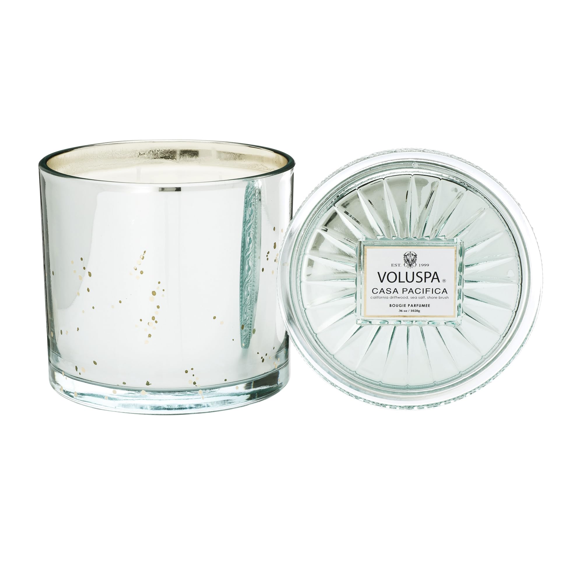 Voluspa Casa Pacifica, Grande Maison 3 Wick Glass Candle, 36 oz, 100 Hour Burn Time, Coconut Wax for Clean Burning, Handcrafted in The USA