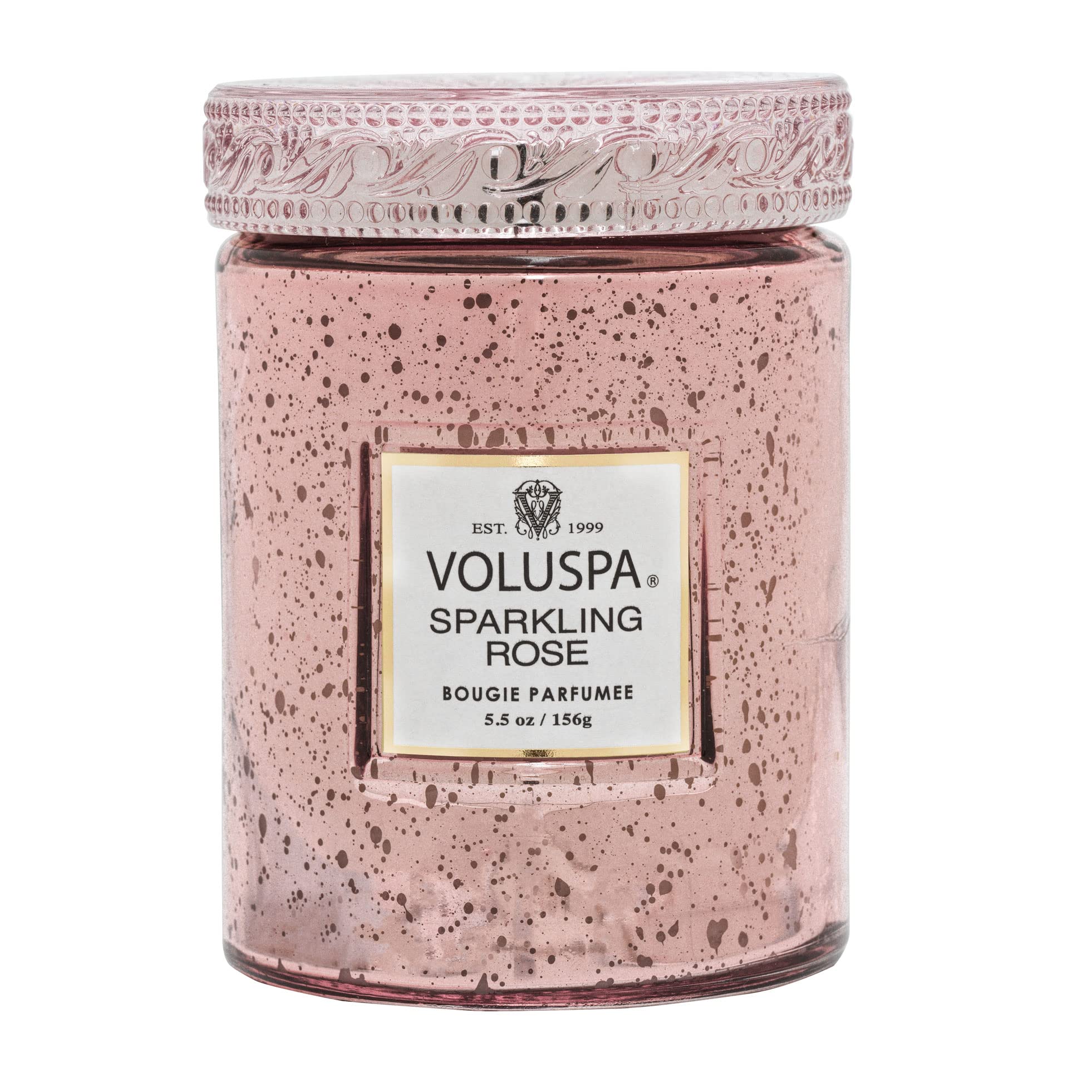 Voluspa Sparkling Rose, Small Candle Jar, 5.5 Ounce, 50 Hour Burn Time, Coconut Wax for Clean Burning, Handcrafted in The USA