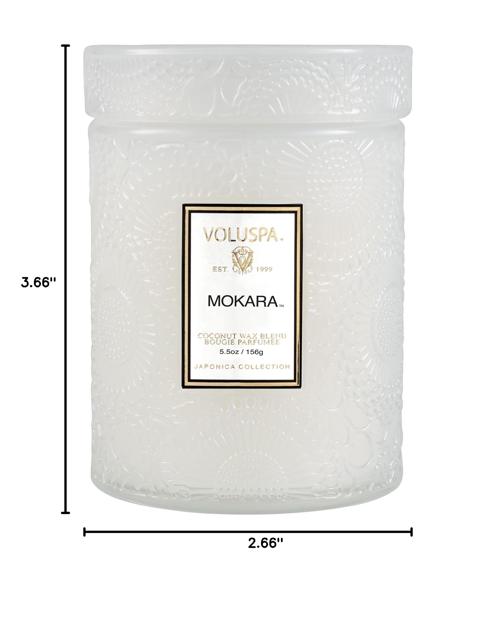 Voluspa Mokara, Small Candle Jar, 5.5 oz, 50 Hour Burn Time, Coconut Wax for Clean Burning, Handcrafted in the USA