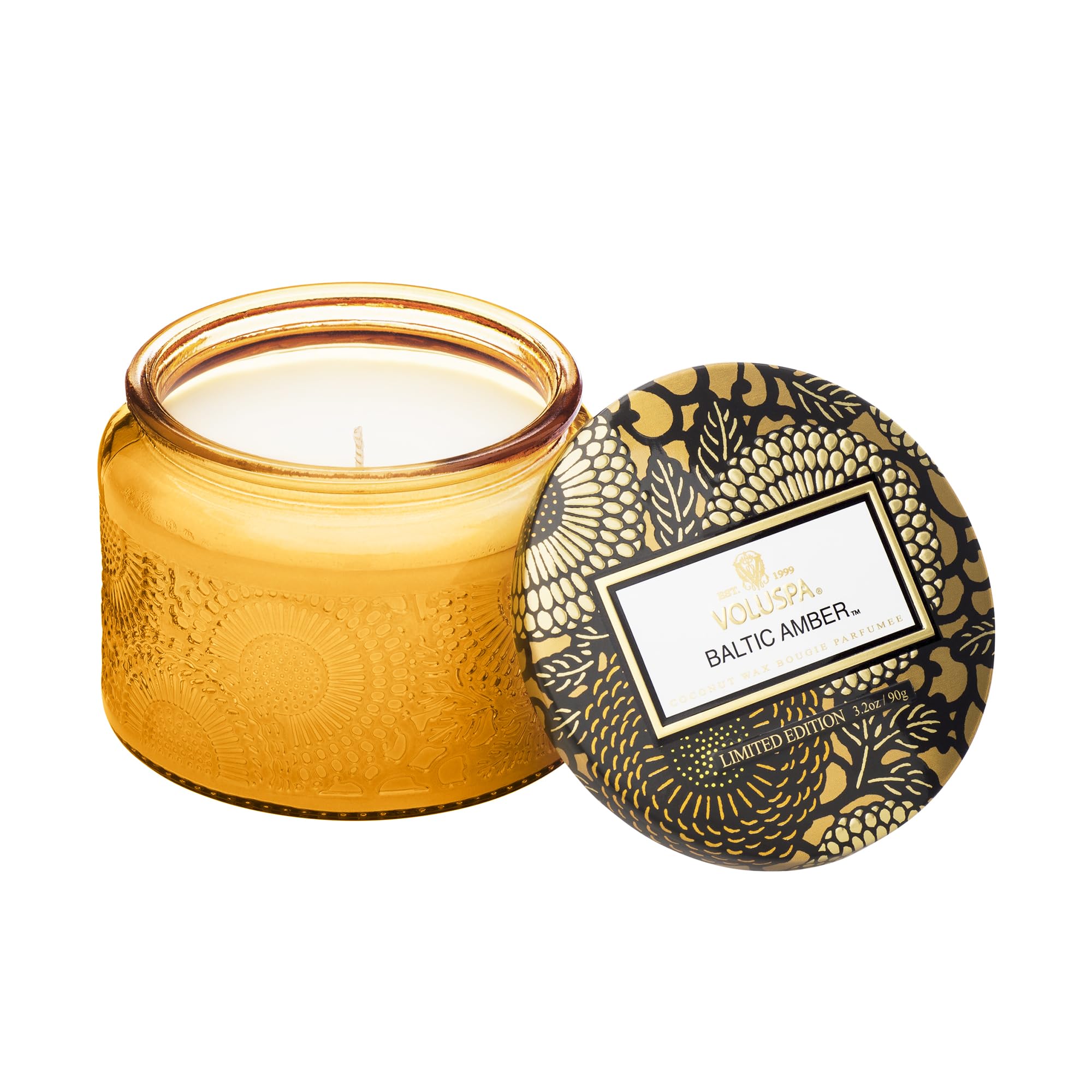 Voluspa Baltic Amber, Petite Candle Jar, 3.2 Ounce, 25 Hour Burn Time, Coconut Wax for Clean Burning, Handcrafted in the USA