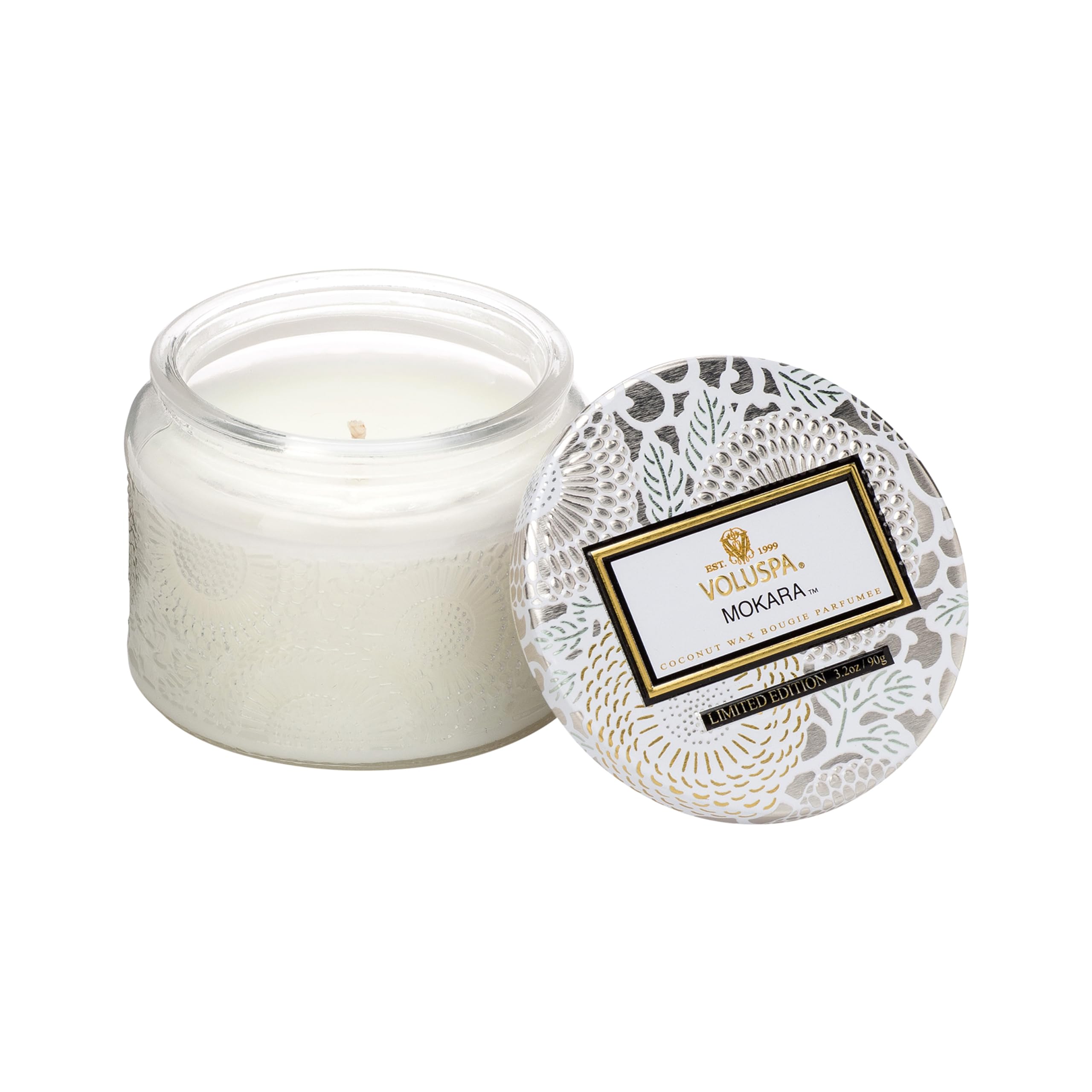 Voluspa Mokara, Petite Candle Jar, 3.2 ounce, 25 Hour Burn Time, Coconut Wax for Clean Burning, Handcrafted in the USA