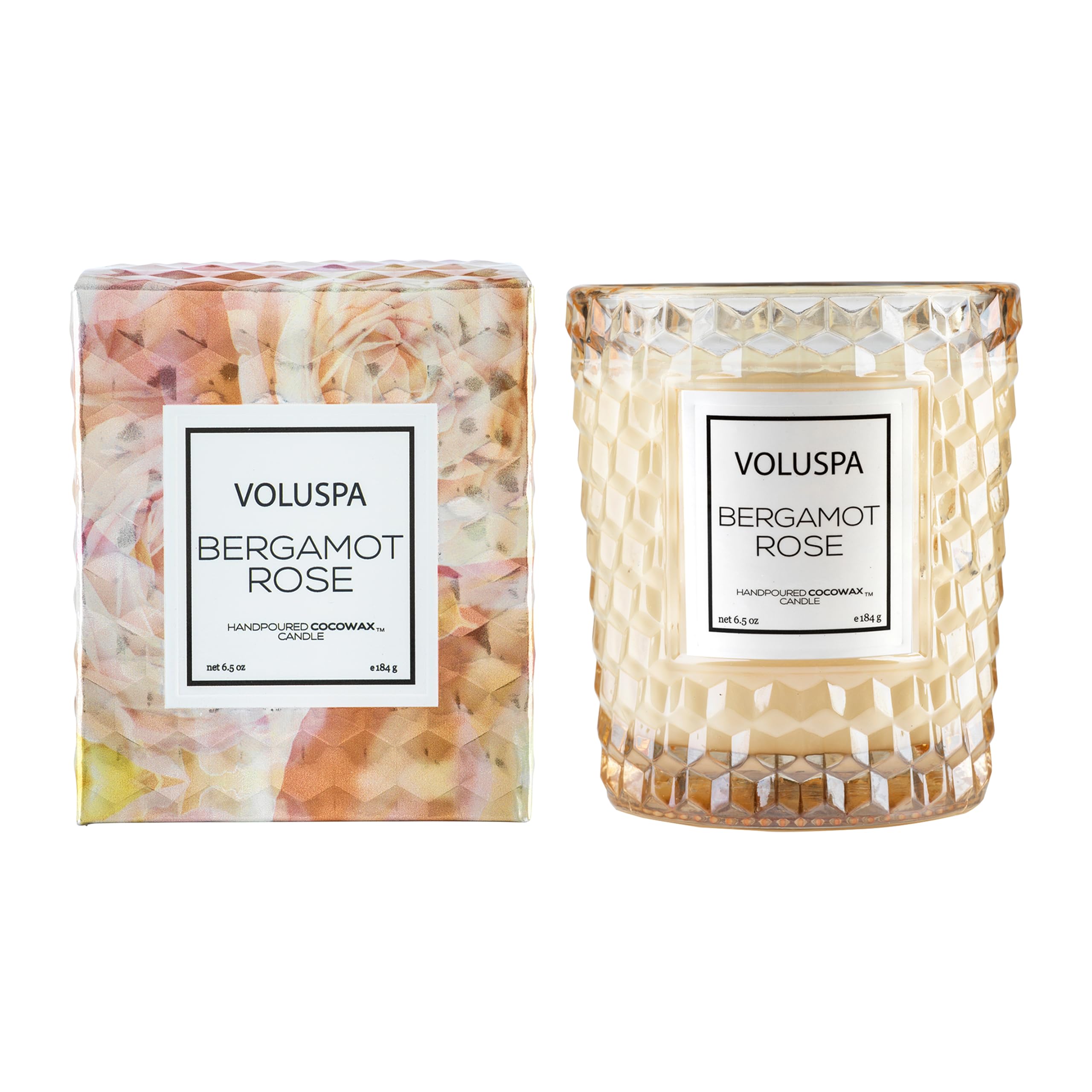 Voluspa Bergamot Rose, Classic Candle Jar, 6.5 oz, 40 Hour Burn Time, Coconut Wax for Clean Burning, Handcrafted in The USA