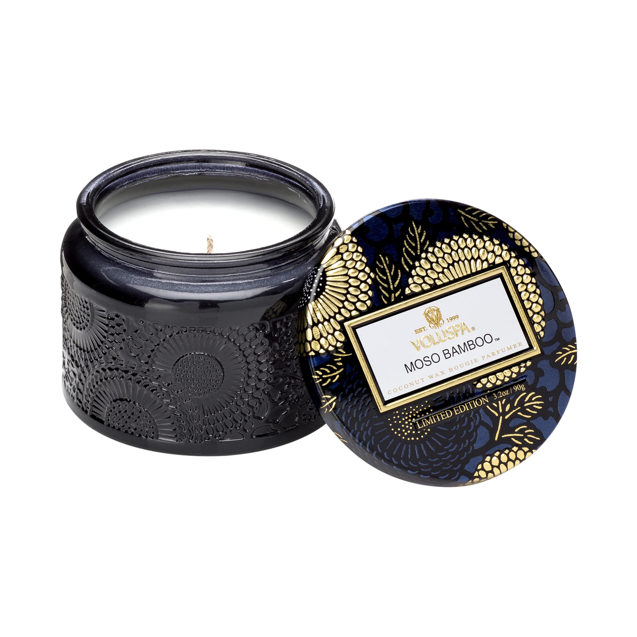Voluspa Moso Bamboo, Petite Candle Jar, 3.2 Ounce, 25 Hour Burn Time, Coconut Wax for Clean Burning, Handcrafted in The USA