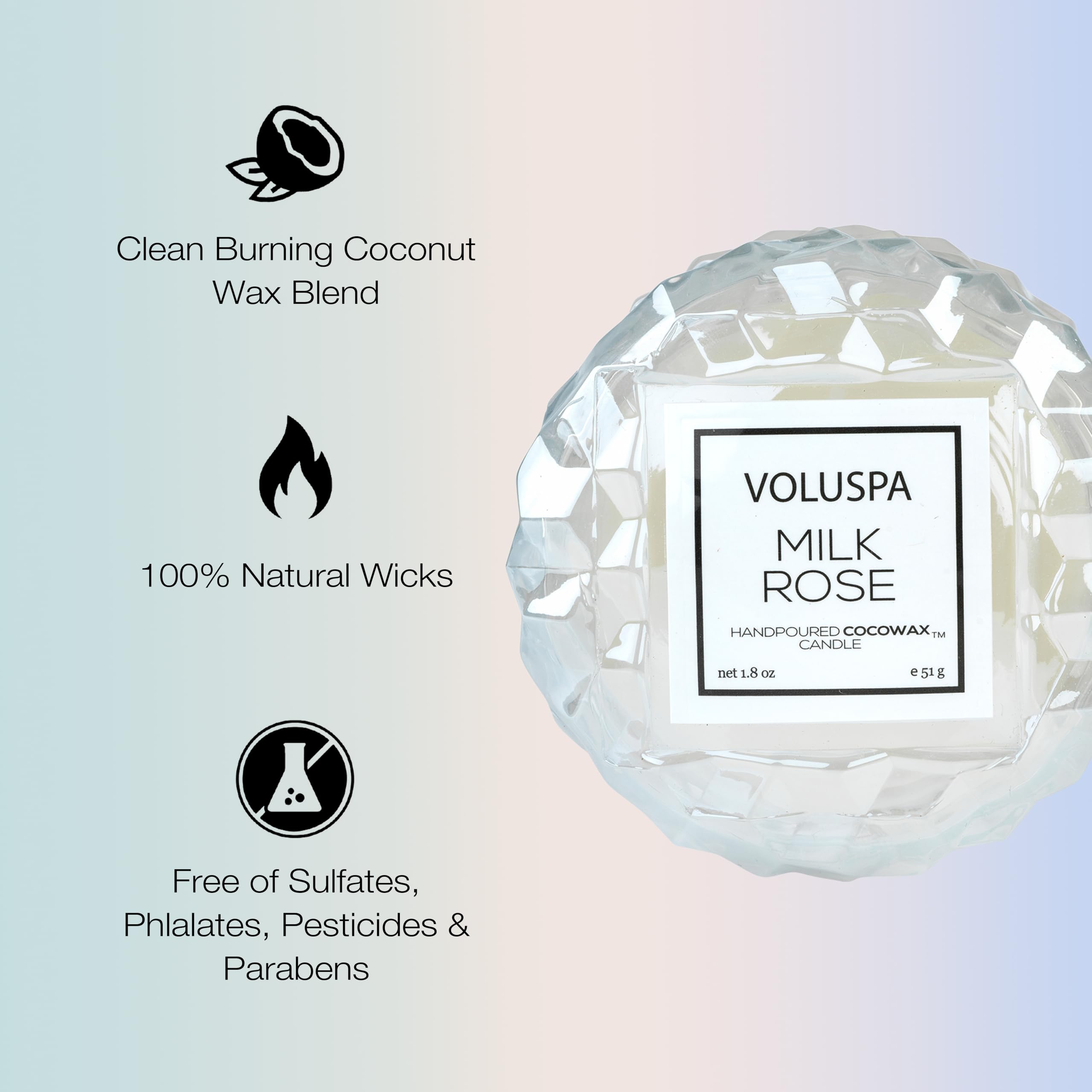 Voluspa Milk Rose, Macaron Candle, 1.8 Ounce, 15 Hour Burn Time, Coconut Wax for Clean Burning, Handcrafted in The USA